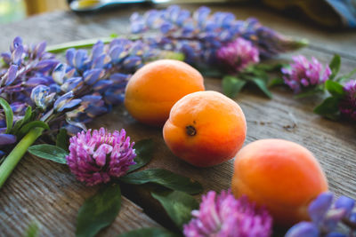 Close-up of fresh orange flowers on table