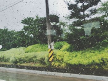 Wet glass window in rainy season