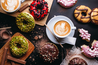 High angle view of coffee on table