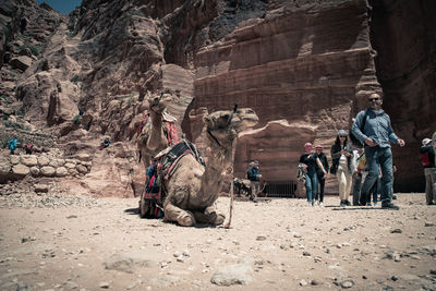 People on rock formations