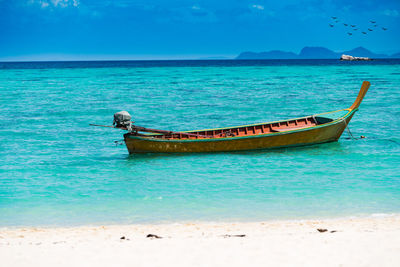 Scenic view of sea against blue sky