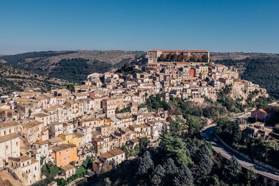 High angle view of town