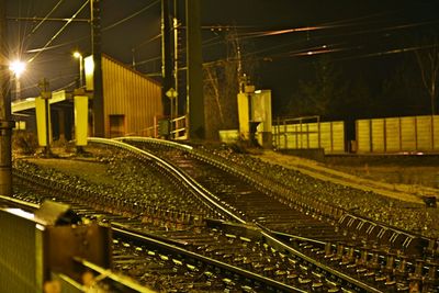 Railroad tracks at night