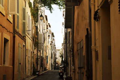 Narrow street along buildings