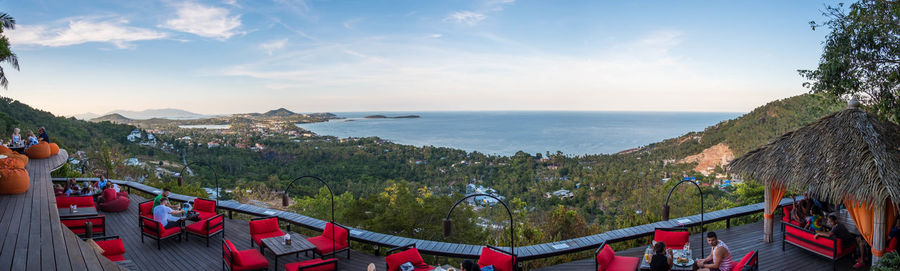 High angle view of sea against sky