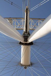 Low angle view of london eye against sky