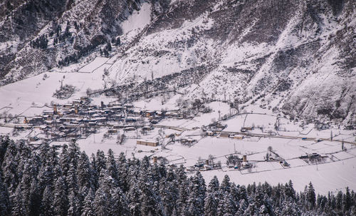 Scenic view of snow covered mountain