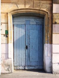 Closed door of building