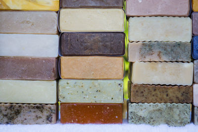 Stack of organic soaps