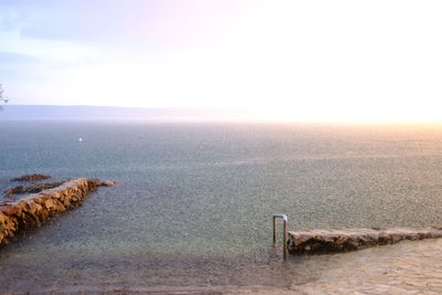 Scenic view of sea against clear sky