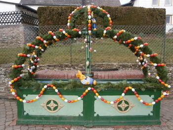 Christmas lights on wall