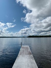 Pier over lake against sky