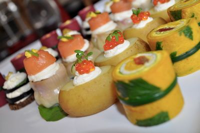 Close-up of fruits in plate