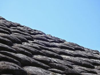 Low angle view of a rock formation 