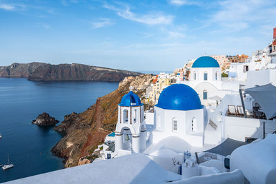 View of oia in santorini, the most famous village of the island 