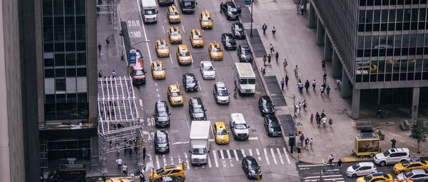 High angle view of traffic on city street