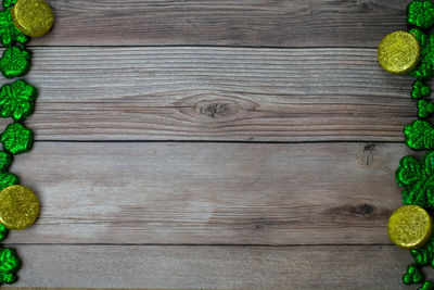 Directly above shot of fruit on wooden table