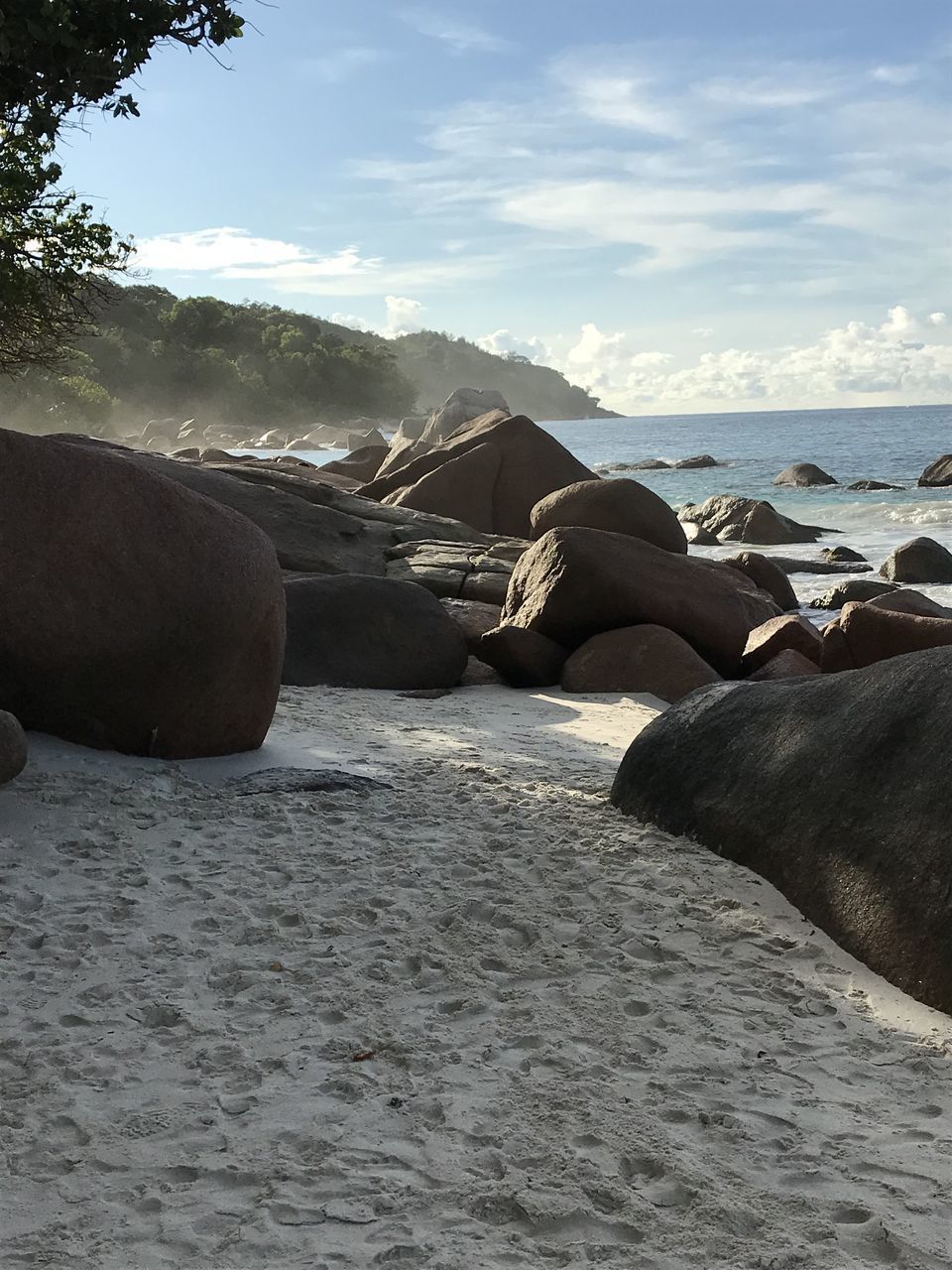 SCENIC VIEW OF ROCKY BEACH AGAINST SKY