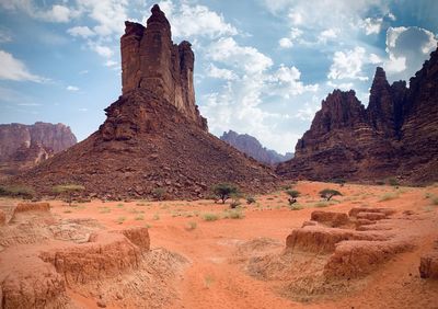 Panoramic view of rock formations against sky