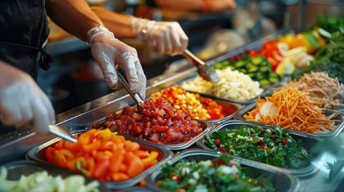 Midsection of man preparing food