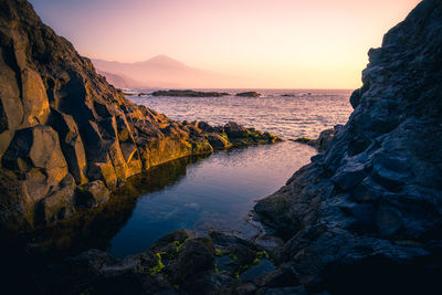 Scenic view of sea against sky during sunset