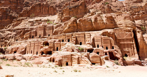 Low angle view of rock formations