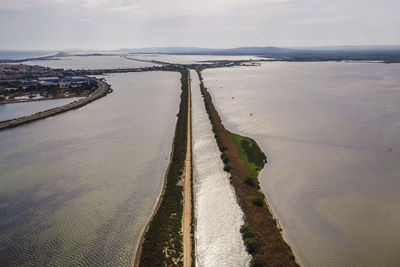 High angle view of sea against sky