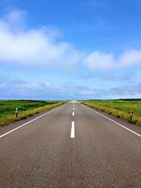 View of empty road against cloudy sky