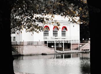 Reflection of building in water