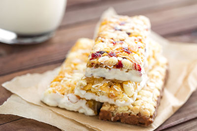 Close-up of food on table