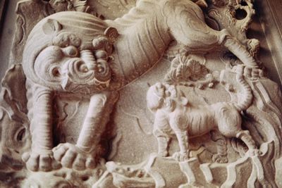 Close-up of buddha statue in temple