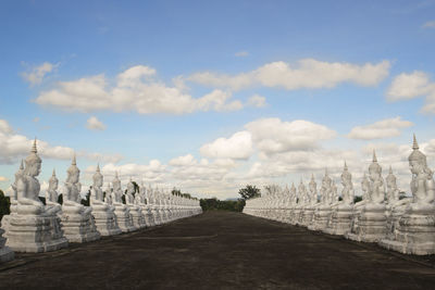 Panoramic view of temple against cloudy sky