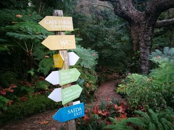 Information sign against trees