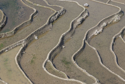 High angle view of sand dunes