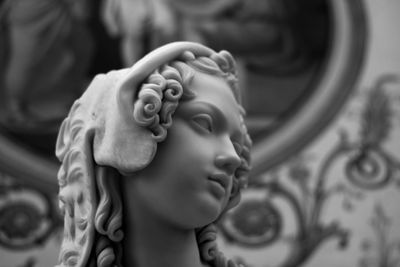 Close-up portrait of statue of woman