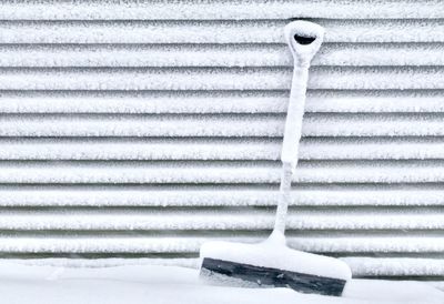 Close-up of metallic structure on snow