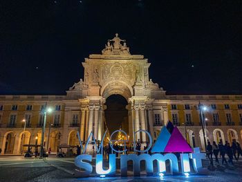 View of illuminated building at night