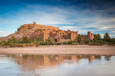 Reflection of buildings in lake