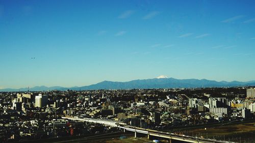 High angle view of cityscape against sky