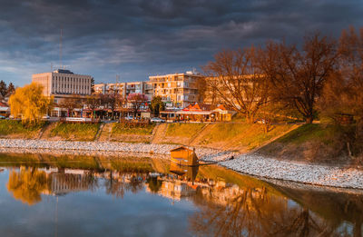 Reflection of buildings in water