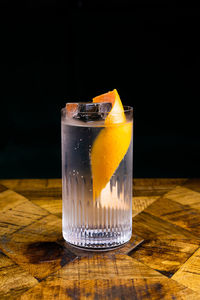 Close-up of drink in glass on table