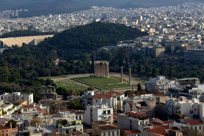 High angle shot of cityscape