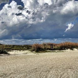 Scenic view of landscape against cloudy sky