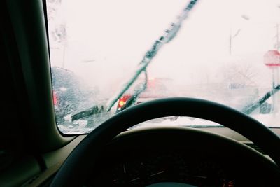 Close-up of wet car window