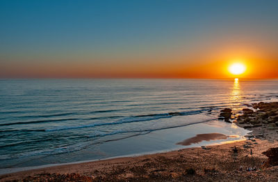 Scenic view of sea against sky during sunset