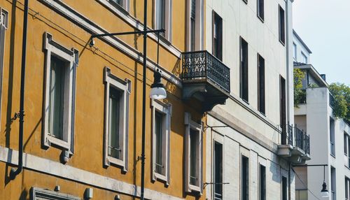 Exterior of yellow building against sky