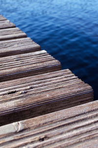 High angle view of pier on lake