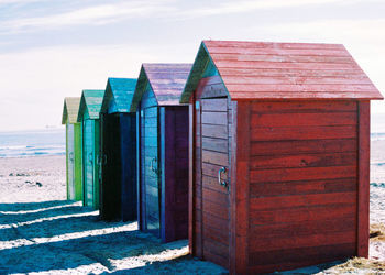 View of beach hut against sky