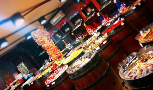 High angle view of pastries in temple