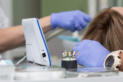 Rear view of woman working